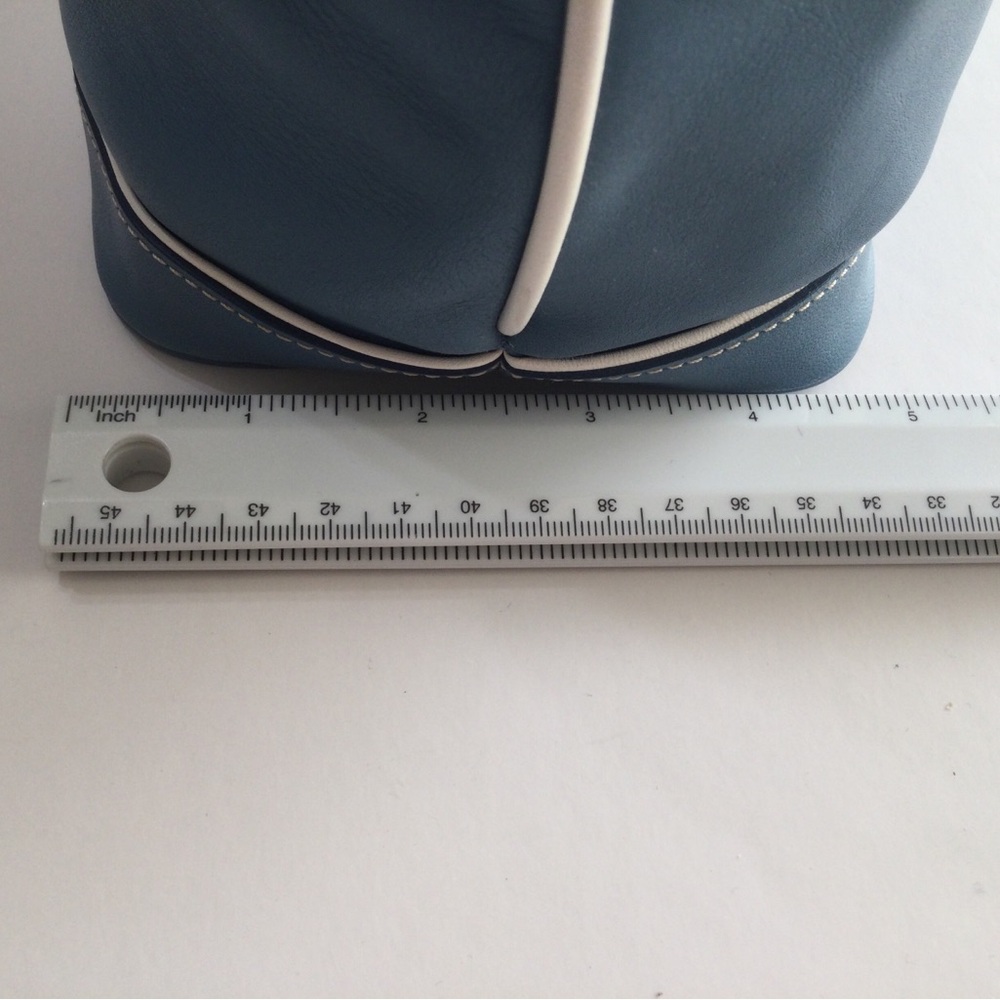 Coach Blue and White Leather Bucket Bag - Picture 9 of 12